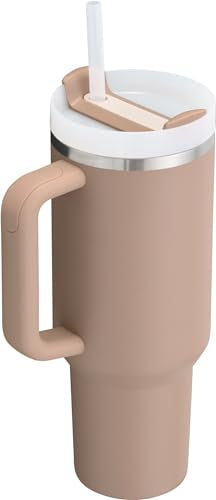Stanley Quencher H2.0 FlowState Stainless Steel Vacuum Insulated Tumbler with Lid and Straw for Water, Iced Tea or Coffee, Smoothie and More, Almond Rose, 40 oz