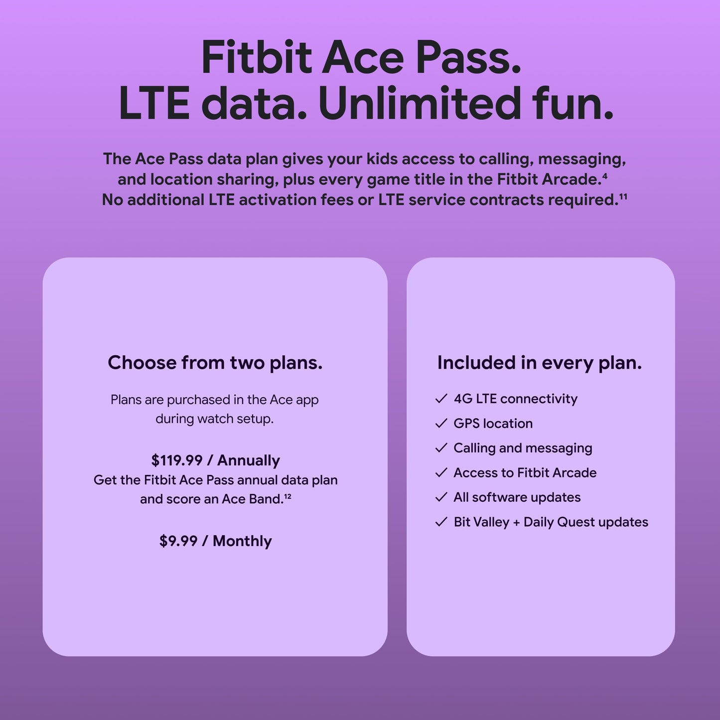 Fitbit Google Ace LTE - Kids Smartwatch with Call, Message, GPS, and Activity-Based Games, Ace Pass data plan required - Mild - Strange Arcade