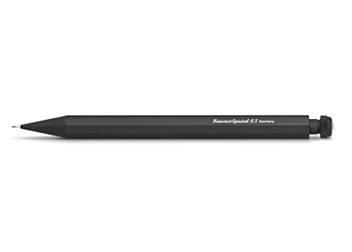 Kaweco SPECIAL Mechanical Pencil Black 0.5 mm I Lead Pencil Made of Premium Aluminium I Push Lead Pencil 14 cm I Refillable Pencil with Eraser