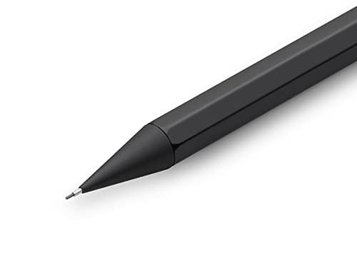 Kaweco SPECIAL Mechanical Pencil Black 0.5 mm I Lead Pencil Made of Premium Aluminium I Push Lead Pencil 14 cm I Refillable Pencil with Eraser