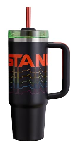 Stanley Quencher H2.0 FlowState Stainless Steel Vacuum Insulated Tumbler with Lid and Straw for Water, Iced Tea or Coffee, Smoothie and More, Black Reverb, 30oz