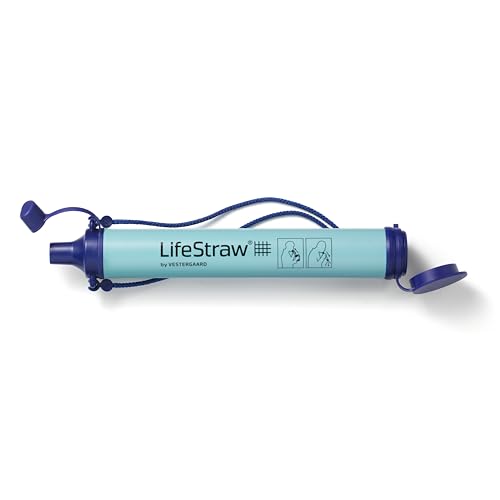 LifeStraw Personal Water Filter for Hiking, Camping, Travel, and Emergency Preparedness, 1 Pack, Blue