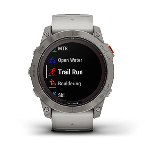 Garmin fēnix 7X Pro Sapphire Solar, Multisport GPS Smartwatch, Built-in Flashlight, Solar Charging Capability, Fog Gray/Ember Orange