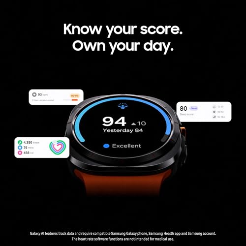 SAMSUNG Galaxy Watch Ultra 47mm LTE AI Smartwatch + Free Band, Energy Score, Heart Rate Tracking, Sleep Monitor, Fitness Tracker, GPS, 2024, Titanium Gray [US Version, 1Yr Manufacturer Warranty]