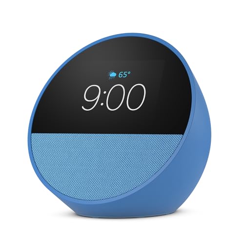 All-new Amazon Echo Spot (2024 release), Smart alarm clock with vibrant sound + Alexa, Ocean Blue