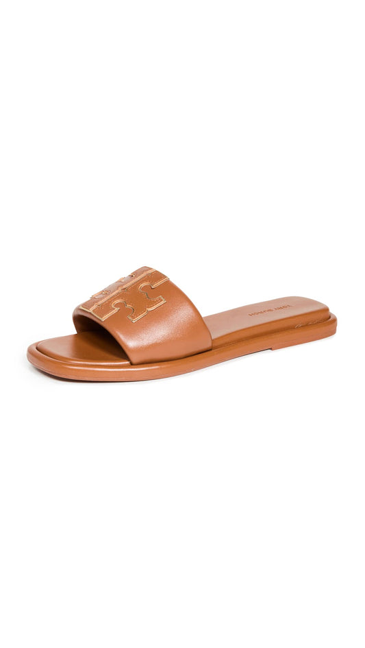 Tory Burch Women's Double T Sport Slides, Bourbon Miele/Gold, 10.5 Medium US