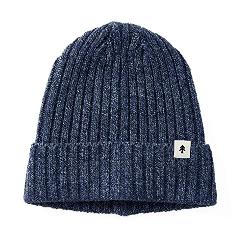 Huckberry Winter Beanie, Roll-Up Cuff, Blended Knit, Fits Men & Women, Marled Navy