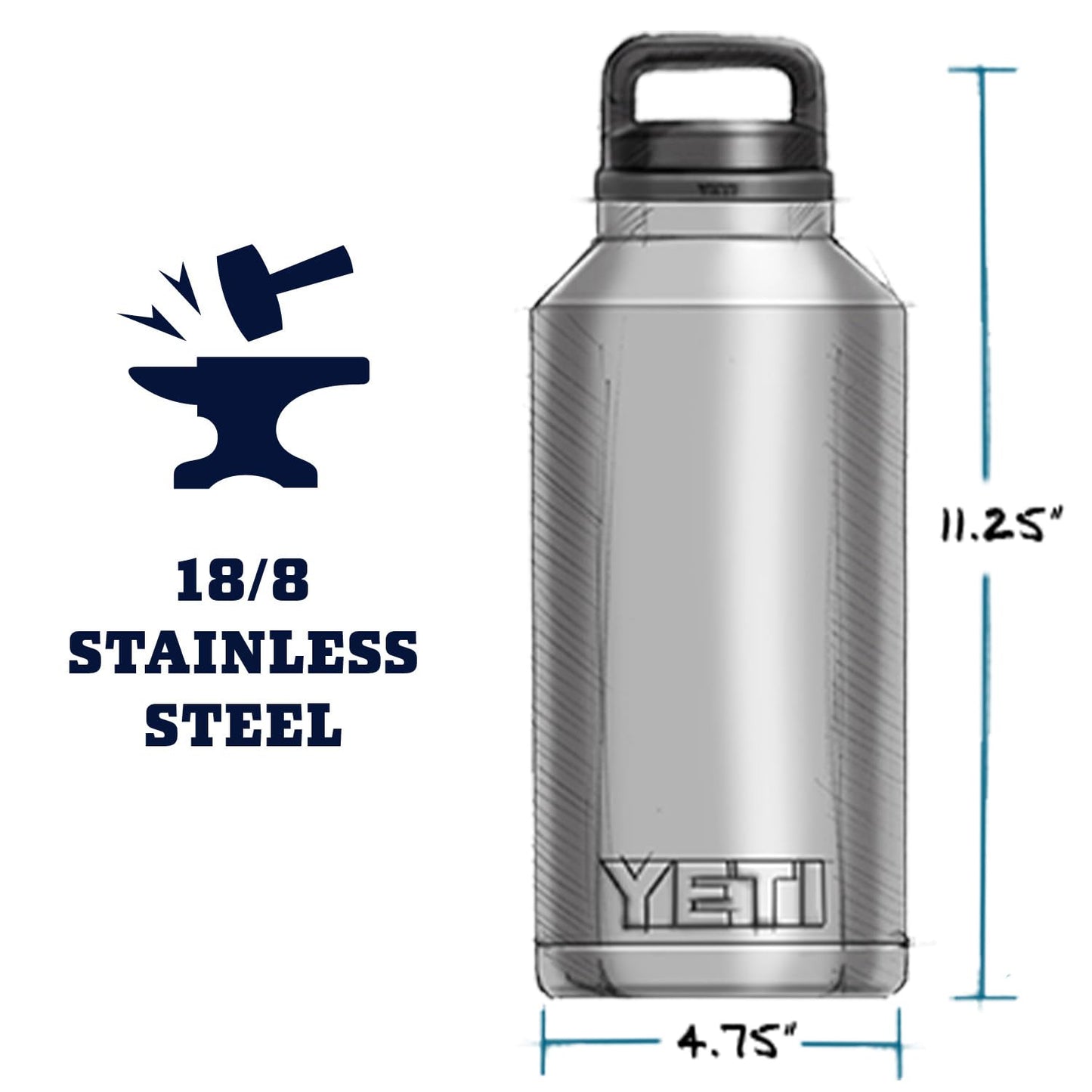 YETI Rambler 64 oz Bottle, Vacuum Insulated, Stainless Steel with Chug Cap, Wetlands Brown