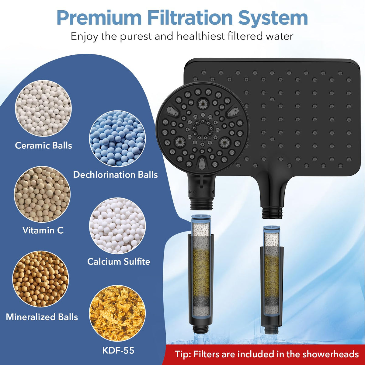 MakeFit Dual Filtered Rain Shower Head Combo