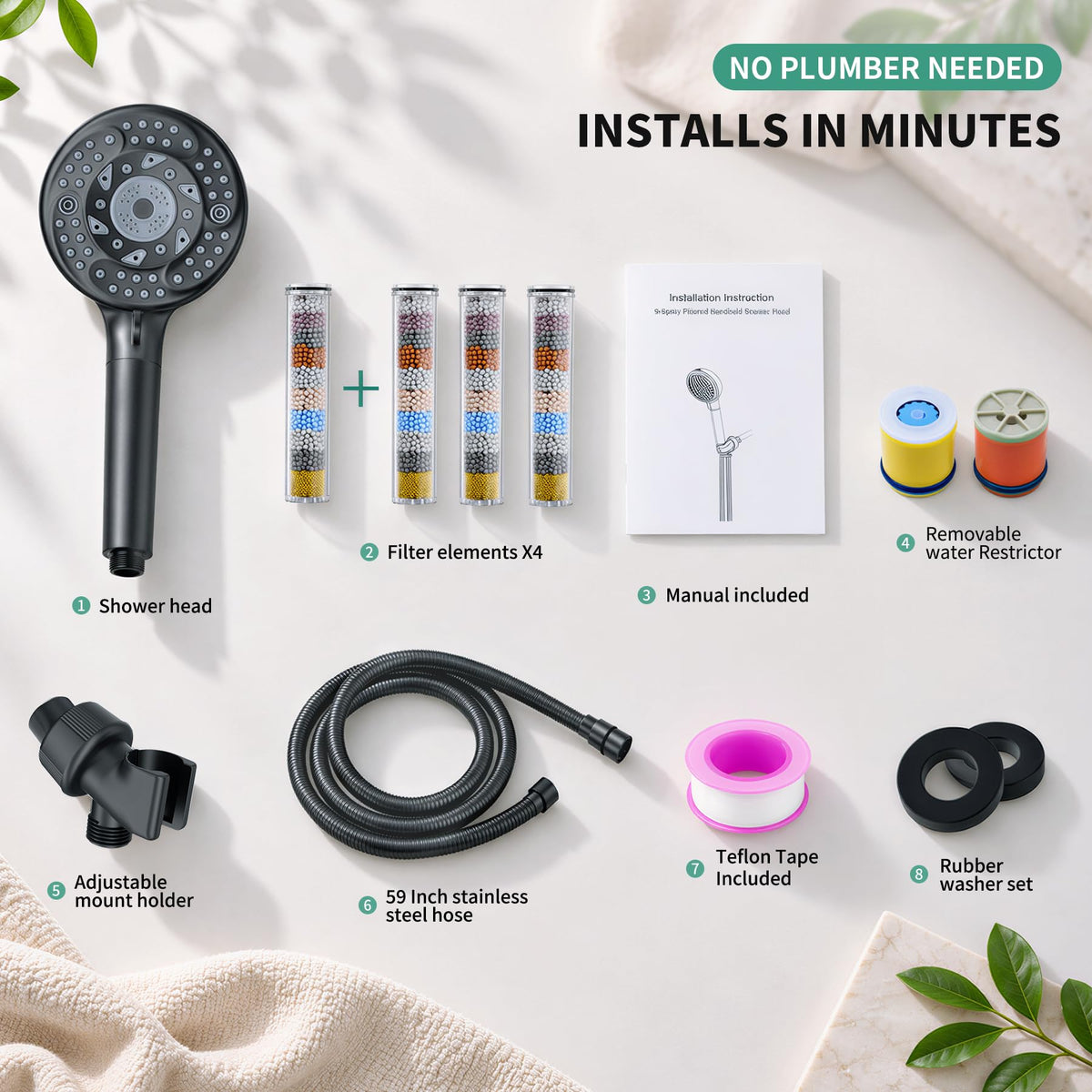 SunCleanse High Pressure Filtered Handheld Shower Head