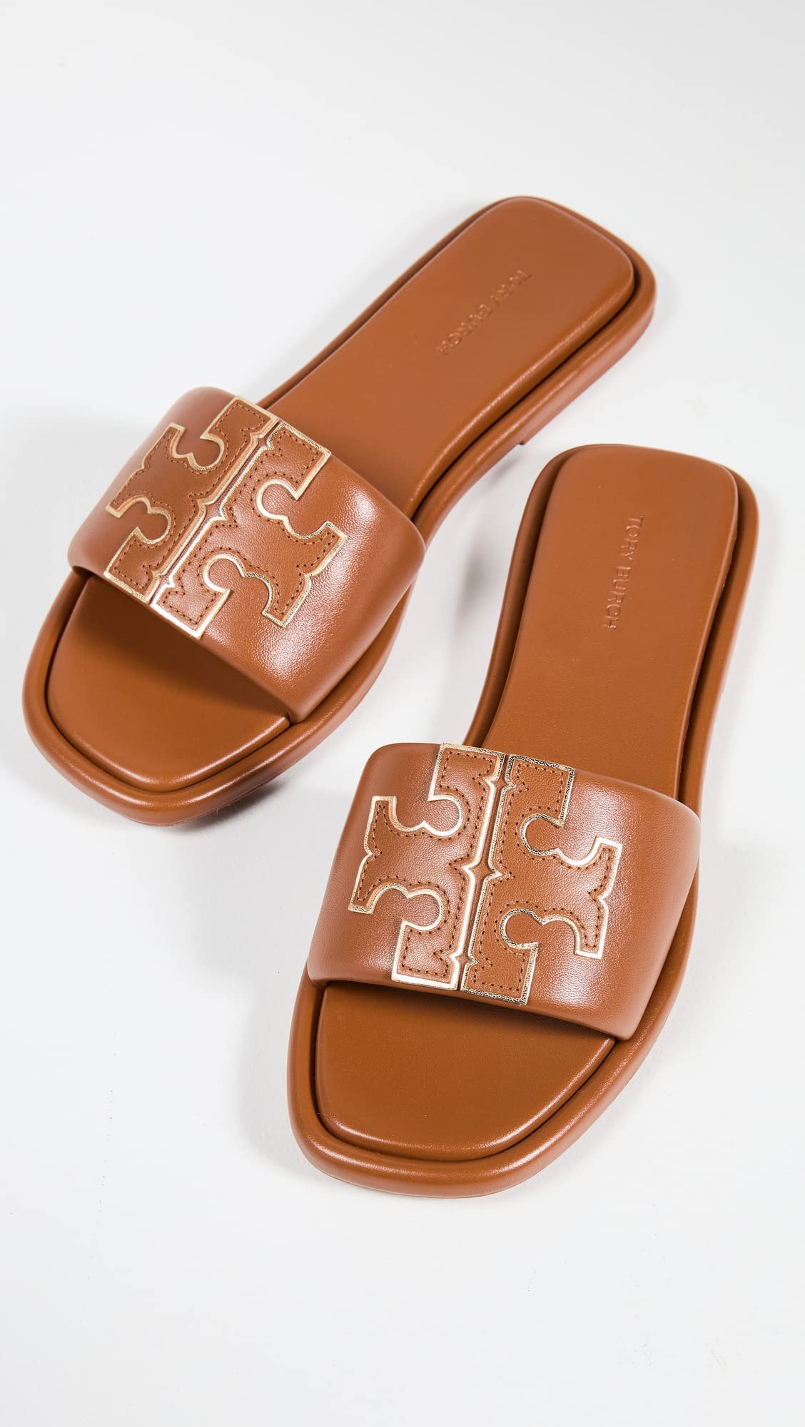 Tory Burch Women's Double T Sport Slides, Bourbon Miele/Gold, 10.5 Medium US