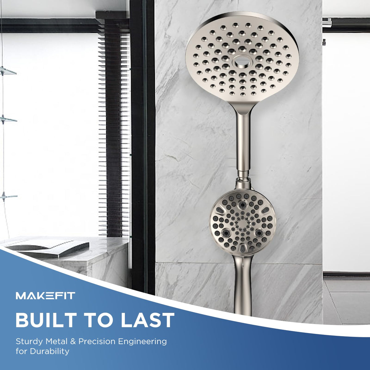 MakeFit Dual Filtered Rain Shower Head Combo