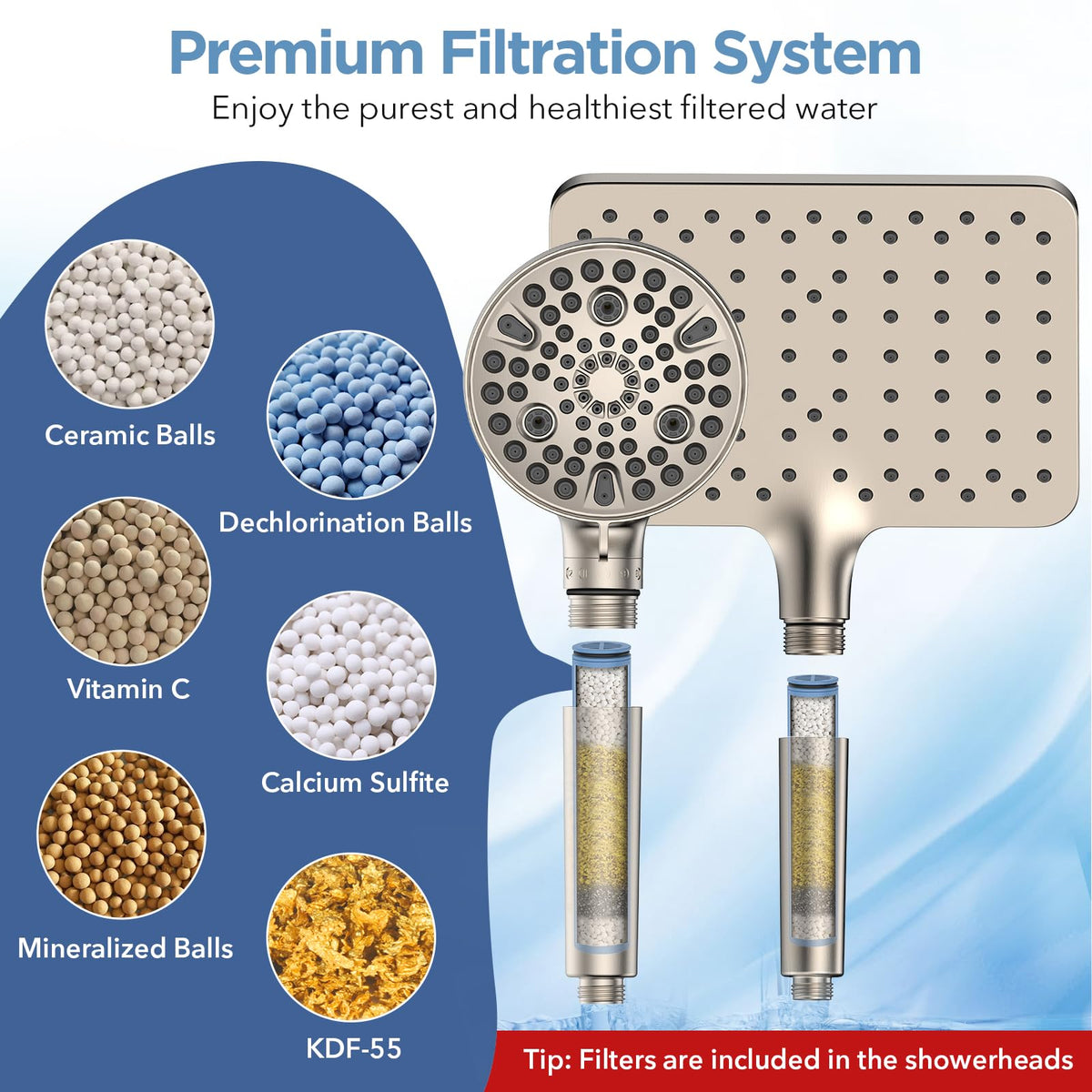 MakeFit Dual Filtered Rain Shower Head Combo