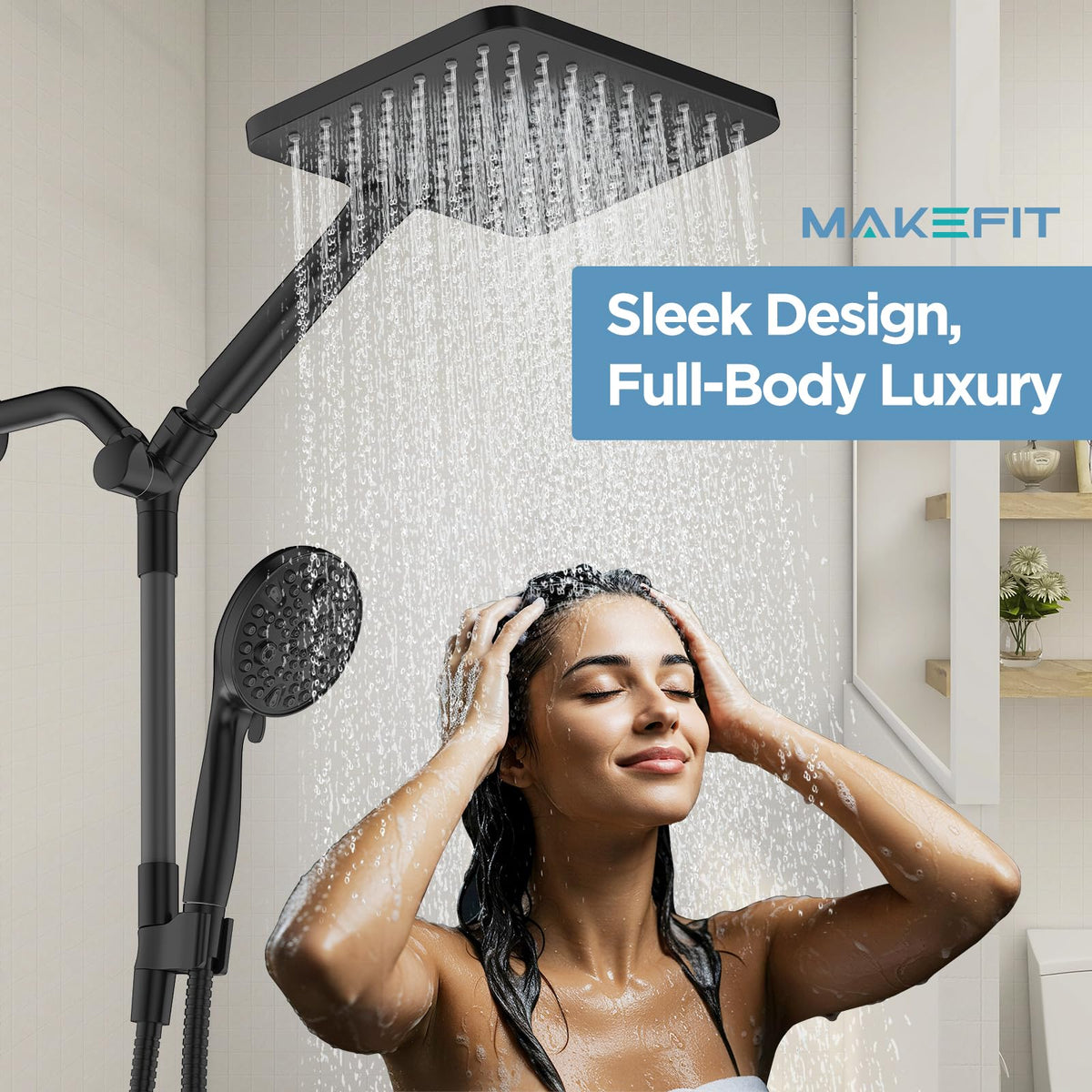 MakeFit Dual Filtered Rain Shower Head Combo