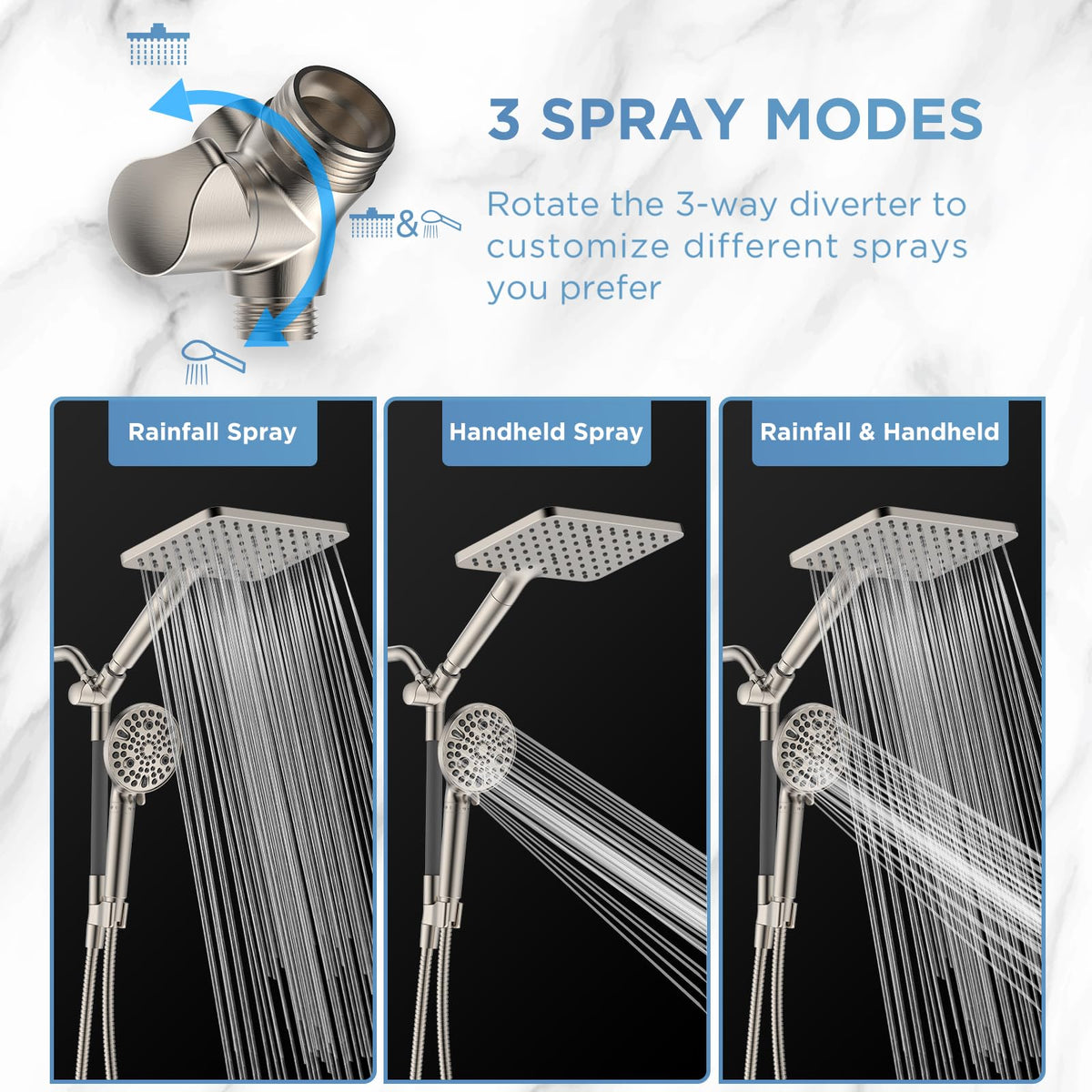 MakeFit Dual Filtered Rain Shower Head Combo