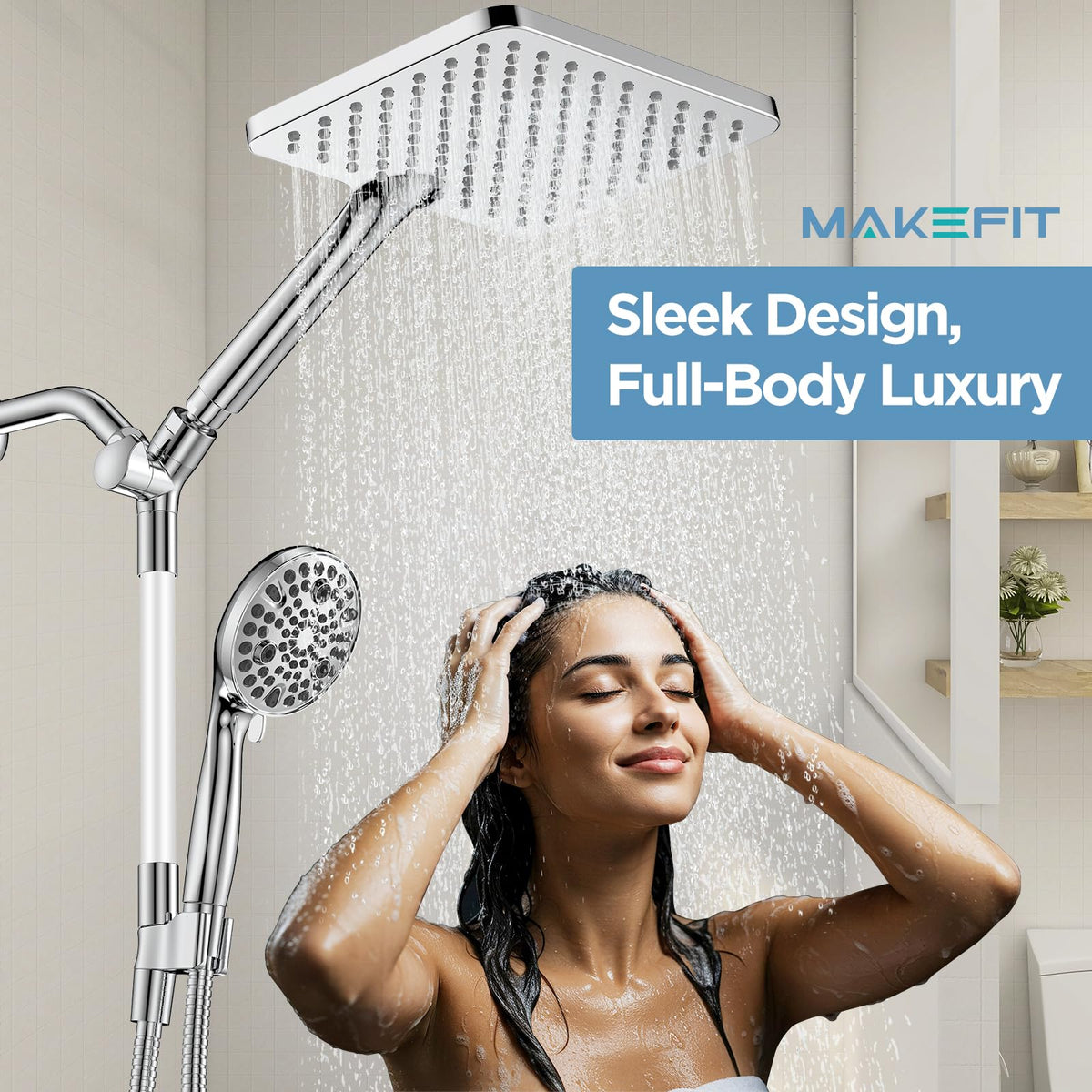 MakeFit Dual Filtered Rain Shower Head Combo