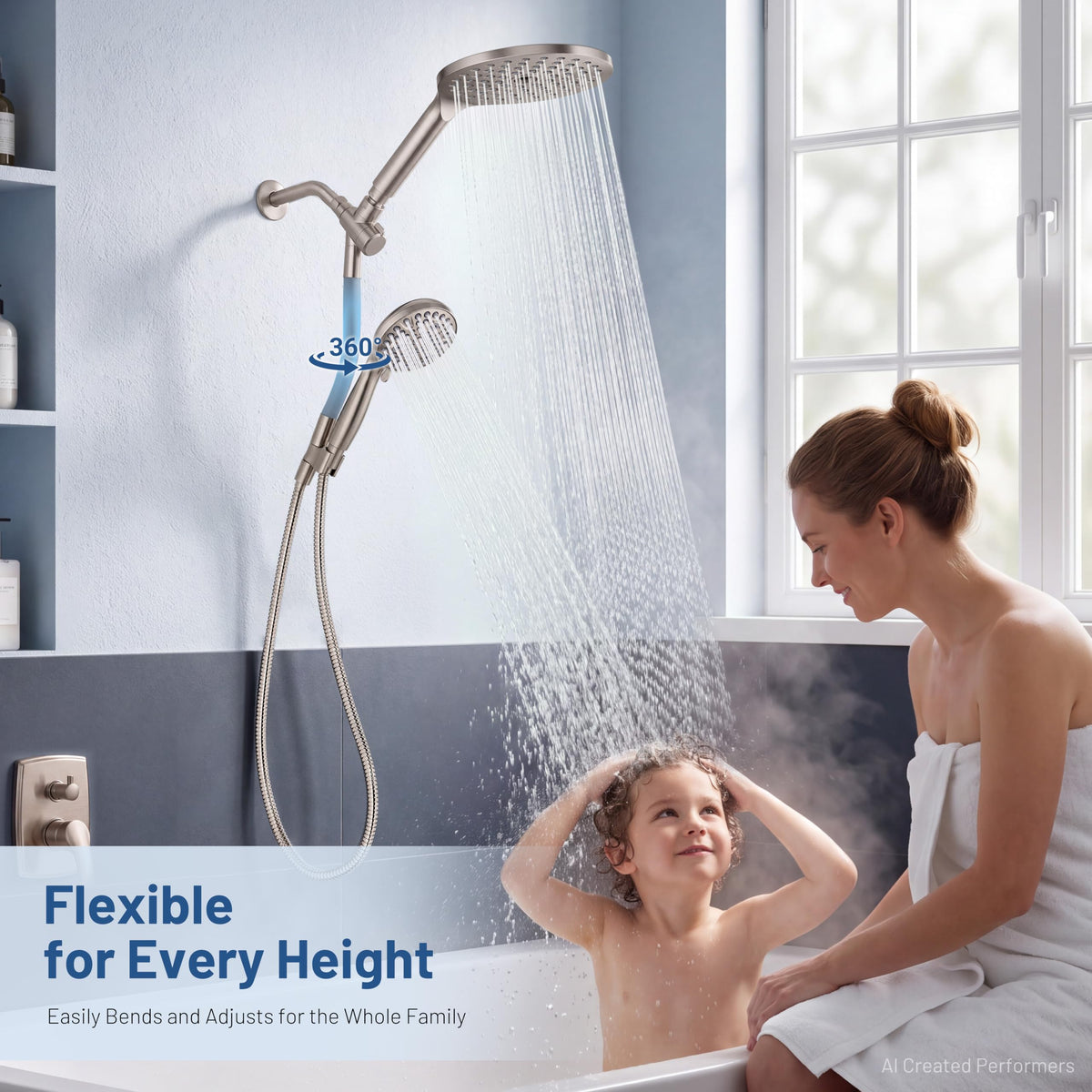MakeFit Dual Filtered Rain Shower Head Combo