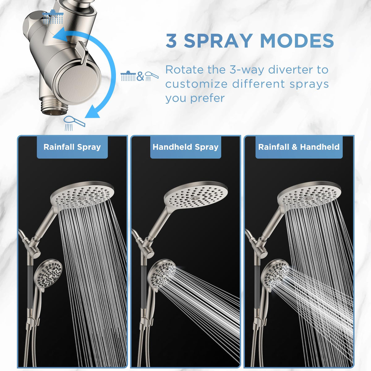 MakeFit Dual Filtered Rain Shower Head Combo