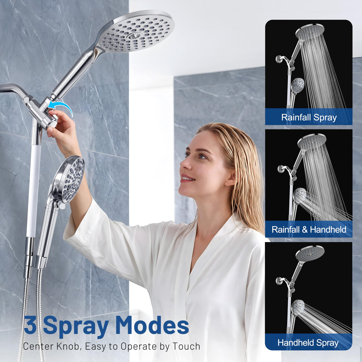 MakeFit Dual Filtered Rain Shower Head Combo