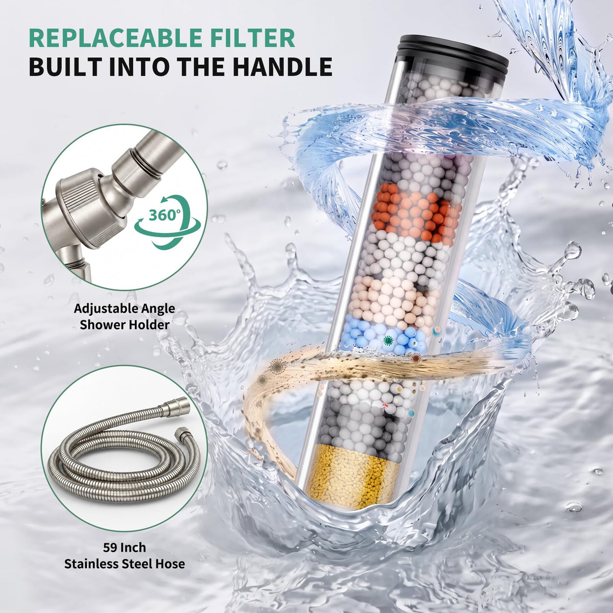 SunCleanse High Pressure Filtered Handheld Shower Head
