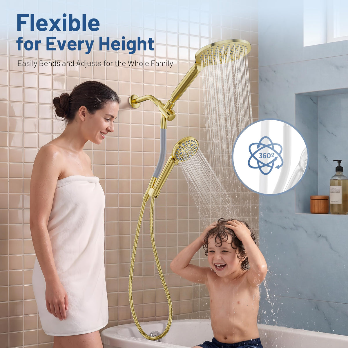 MakeFit Dual Filtered Rain Shower Head Combo