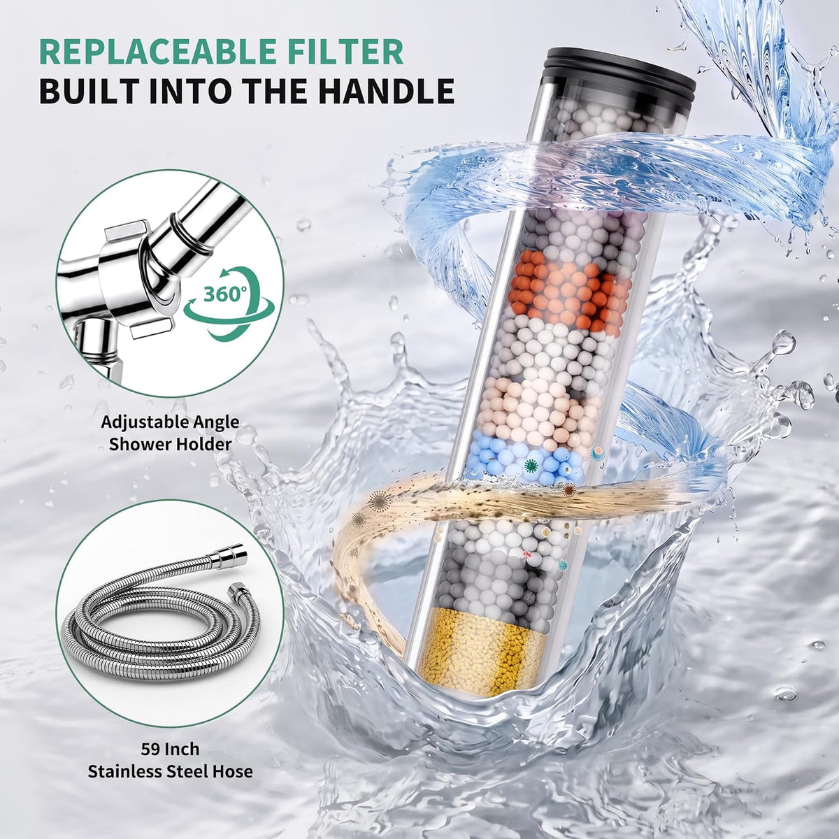 SunCleanse High Pressure Filtered Handheld Shower Head