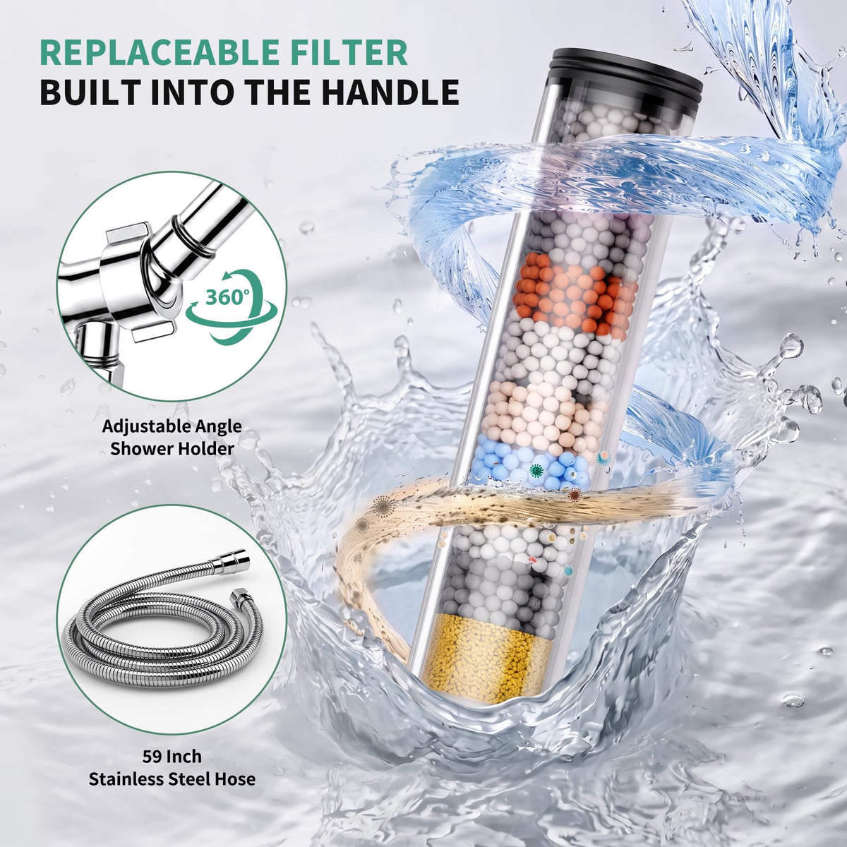 SunCleanse High Pressure Filtered Handheld Shower Head