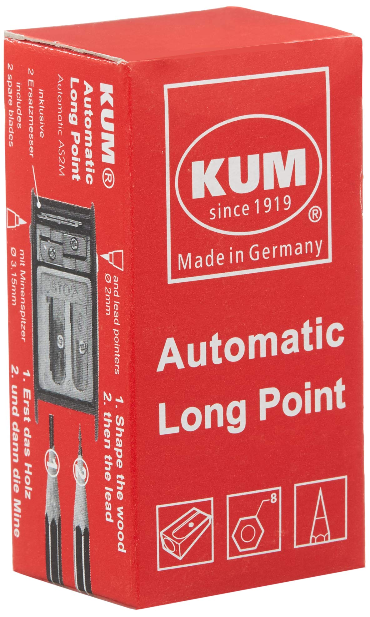 Kum AS2, Two Hole Automatic Long Point Pencil Sharpener, Mfg Part Number 1053021 (Extra lids not Included)