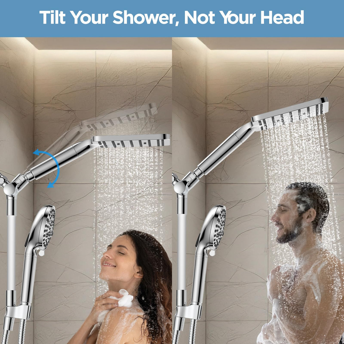 MakeFit Dual Filtered Rain Shower Head Combo