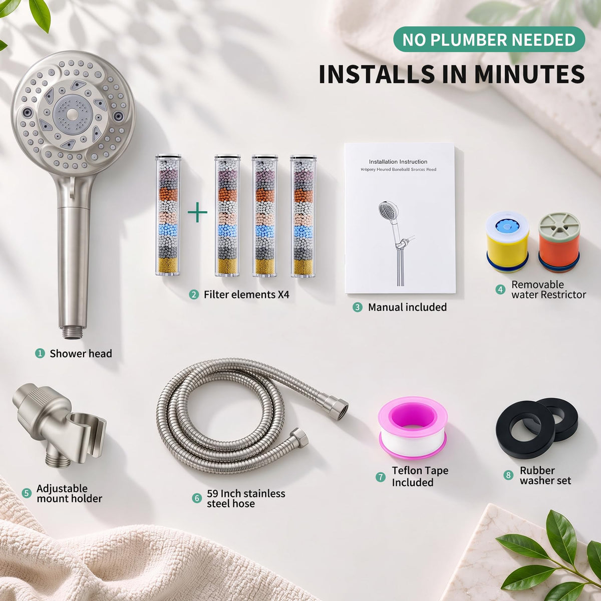 SunCleanse High Pressure Filtered Handheld Shower Head