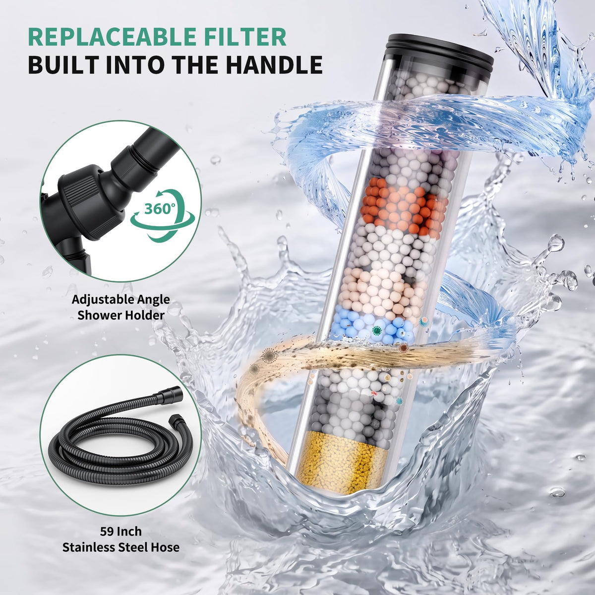 SunCleanse High Pressure Filtered Handheld Shower Head