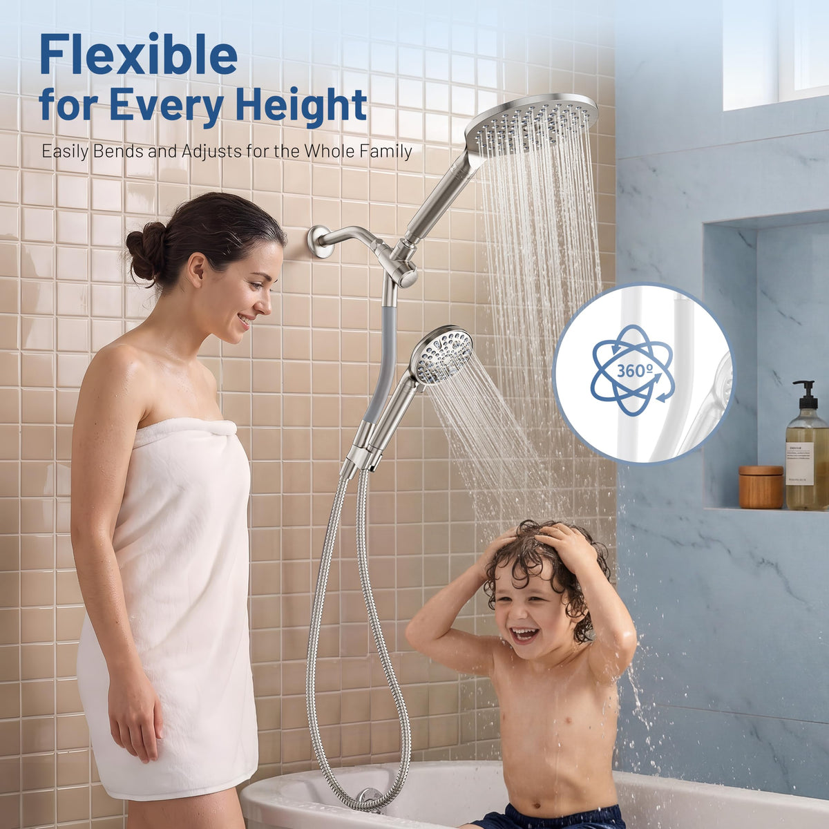 MakeFit Dual Filtered Rain Shower Head Combo