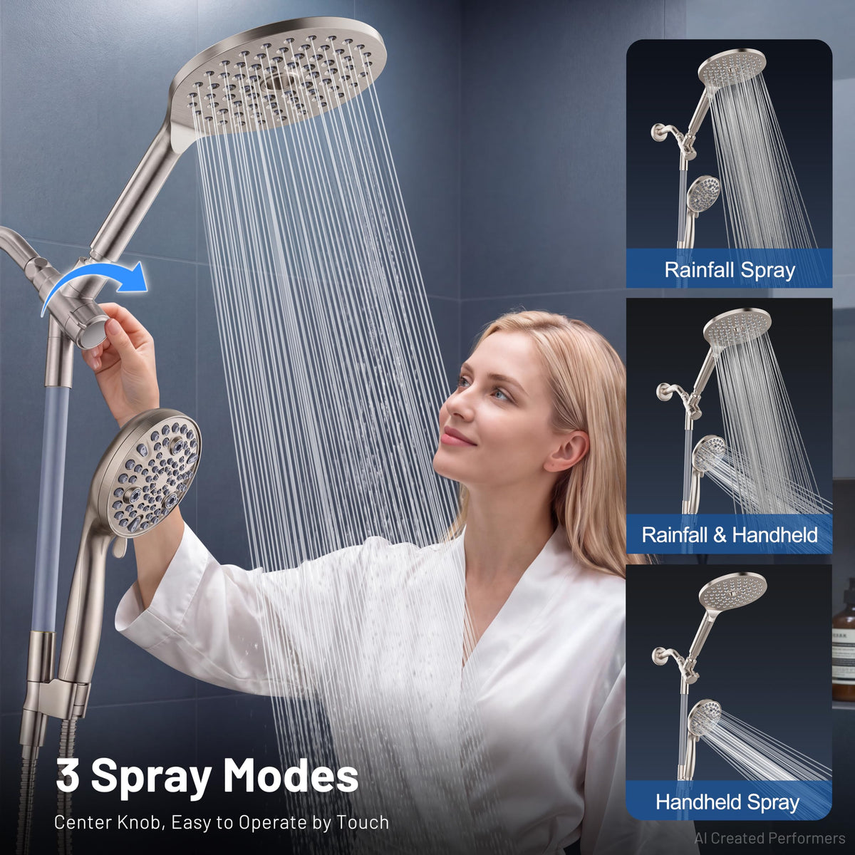 MakeFit Dual Filtered Rain Shower Head Combo